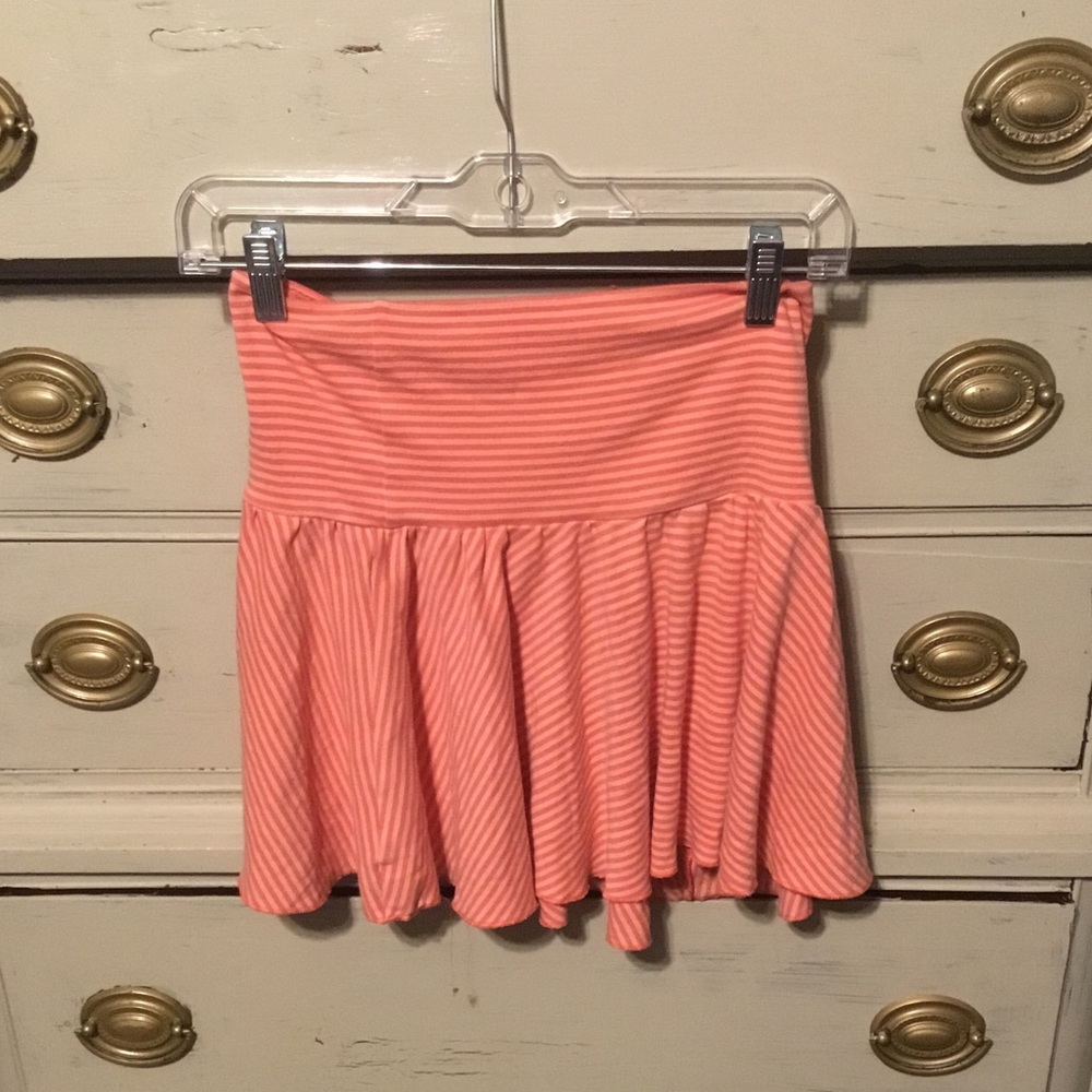 Peach Orange Striped Skater Skirt